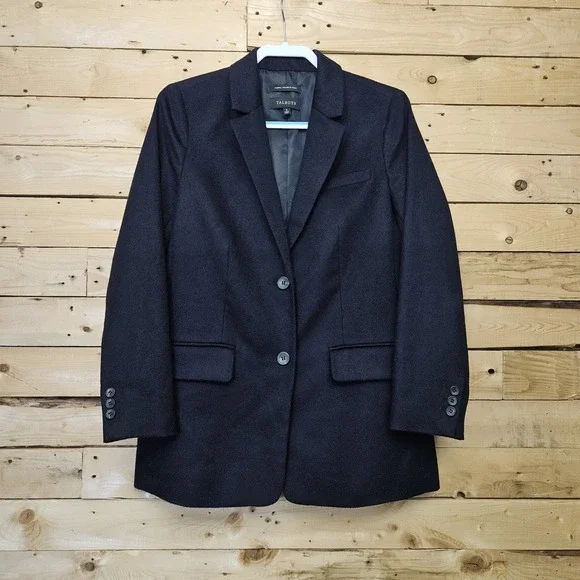 Talbots Jacket Blazer 8 Women's Navy Blue Wool Blend 2 Button - Picture 1 of 8